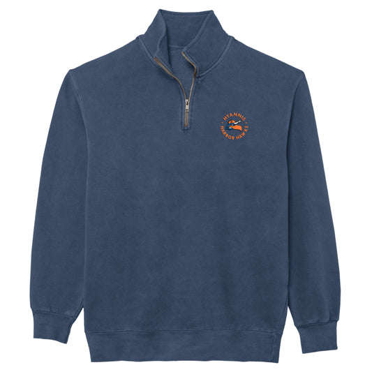 HHH 1/4 Zip Sweatshirt in Washed Navy and Cement