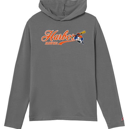 Hooded Tee in Blue and Heathered Graphite